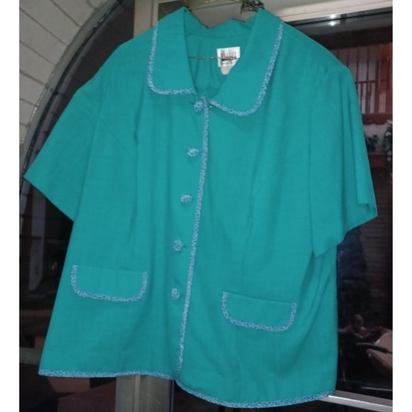 Leslie Fay Tops - Vintage Leslie Fay Women's Light Weight Blazer SZ 24 Teal & Blue